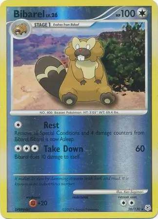 20/130 Bibarel DP Rare Reverse Holo