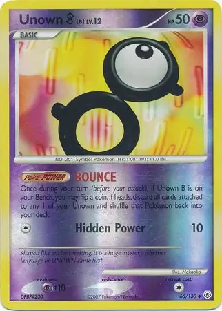 66/130 Unown B DP Uncommon Reverse Holo