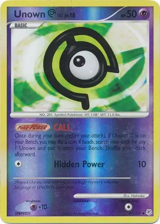 67/130 Unown C DP Uncommon Reverse Holo