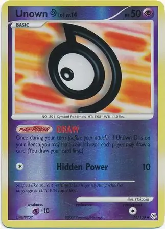 68/130 Unown D DP Uncommon Reverse Holo