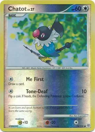 74/130 Chatot DP Common Reverse Holo