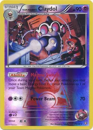 Team Magma's Claydol Double Crisis 11/34 Rare Holo Reverse Holo
