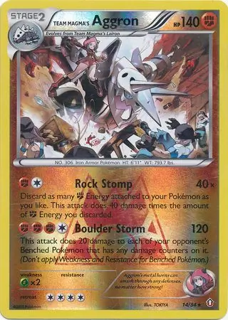 Team Magma's Aggron Double Crisis 14/34 Rare Holo Reverse Holo