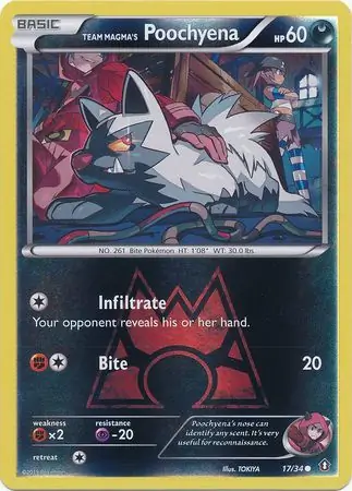 Team Magma's Poochyena Double Crisis 17/34 Common Reverse Holo