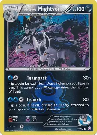 Team Aqua's Mightyena Double Crisis 18/34 Common Reverse Holo