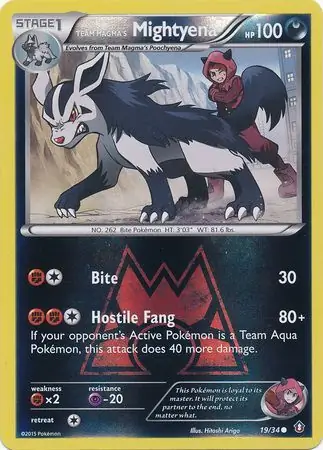 Team Magma's Mightyena Double Crisis 19/34 Common Reverse Holo