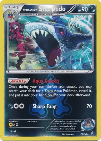 Team Aqua's Sharpedo Double Crisis 21/34 Rare Holo Reverse Holo