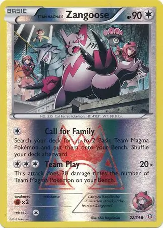 Team Magma's Zangoose Double Crisis 22/34 Common Reverse Holo