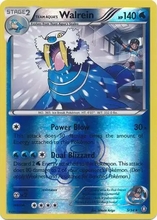 Team Aqua's Walrein Double Crisis 5/34 Rare Holo Reverse Holo