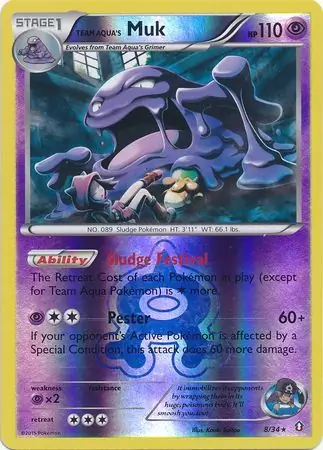 Team Aqua's Muk Double Crisis 8/34 Rare Holo Reverse Holo
