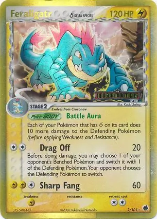 Feraligatr (Delta Species) 2/101 3 EX DRAGON FRONTIERS HOLO RARE REVERSE HOLO PTCG