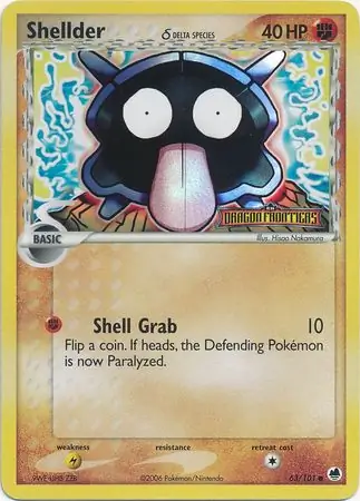 Shellder (Delta Species) 63/101 3 EX DRAGON FRONTIERS COMMON REVERSE HOLO PTCG