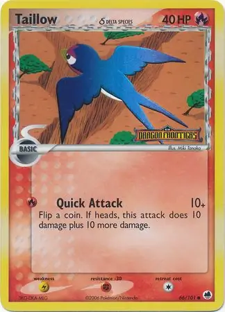 Taillow (Delta Species) 66/101 3 EX DRAGON FRONTIERS COMMON REVERSE HOLO PTCG