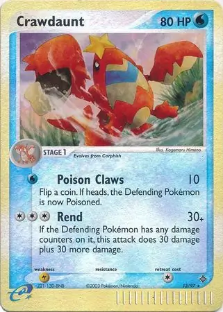 13/97 Crawdaunt DR Rare Reverse Holo