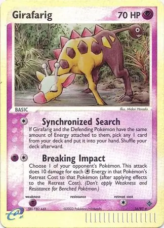 16/97 Girafarig DR Rare Reverse Holo