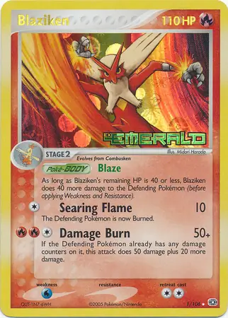1/106 Blaziken EM Rare Holo Reverse Holo