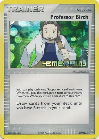 Professor Birch 82/106 3 EX EMERALD UNCOMMON REVERSE HOLO PTCG