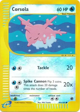 102/165 Corsola EX Common Reverse Holo