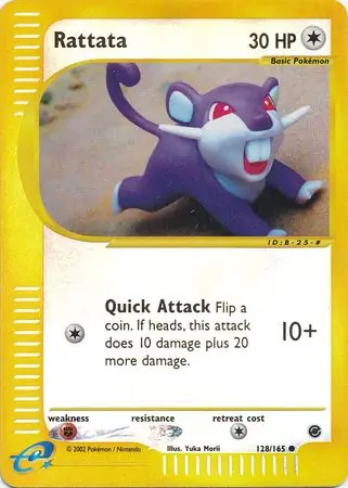 128/165 Rattata EX Common Reverse Holo