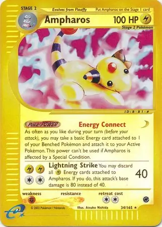 34/165 Ampharos EX Rare Reverse Holo