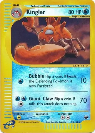 50/165 Kingler EX Rare Reverse Holo