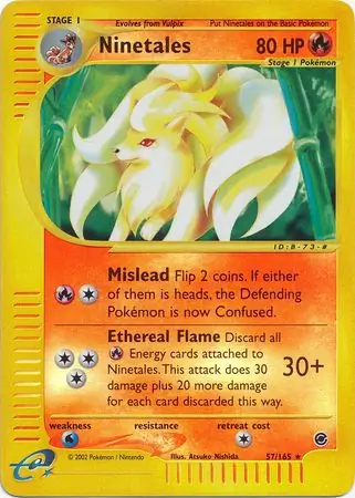 57/165 Ninetales EX Rare Reverse Holo