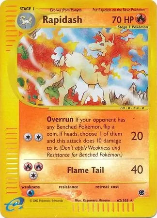 62/165 Rapidash EX Rare Reverse Holo