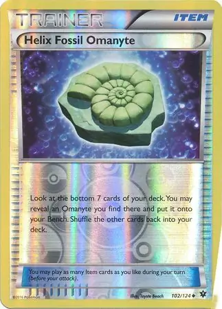 102/124 Helix Fossil Omanyte FCO Uncommon Reverse Holo