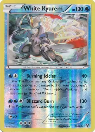 21/124 White Kyurem FCO Rare Holo Reverse Holo
