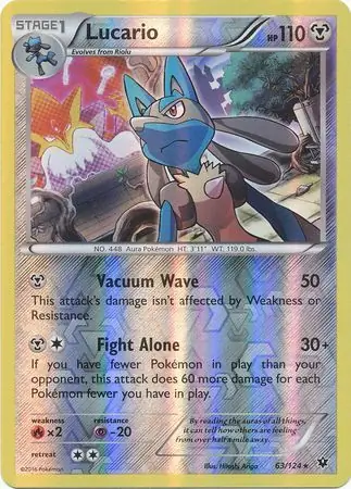 Lucario Fates Collide 63/124 Rare Holo Reverse Holo