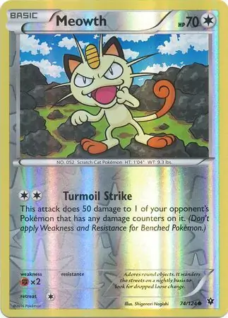 74/124 Meowth FCO Common Reverse Holo