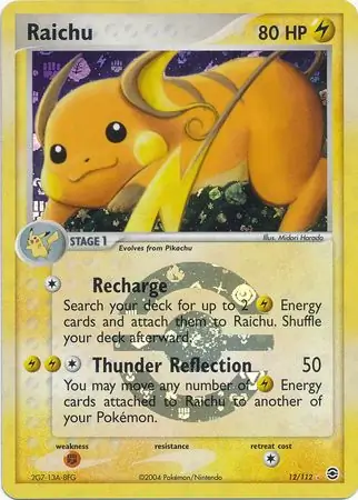 12/112 Raichu RG Rare Holo Reverse Holo