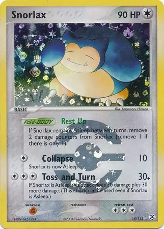 15/112 Snorlax RG Rare Holo Reverse Holo