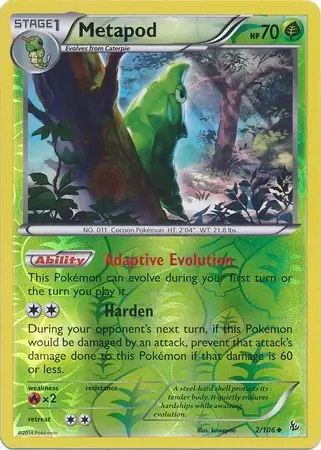 2/106 Metapod FLF Uncommon Reverse Holo