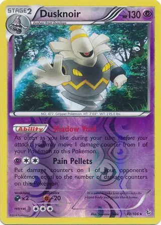 40/106 Dusknoir FLF Rare Holo Reverse Holo