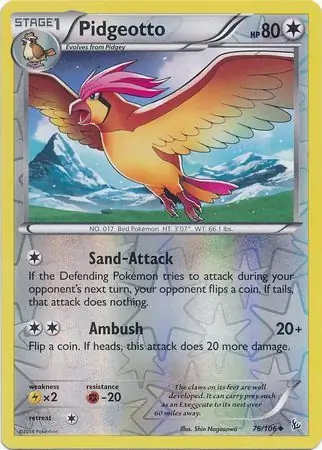 76/106 Pidgeotto FLF Uncommon Reverse Holo
