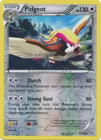 77/106 Pidgeot FLF Rare Reverse Holo