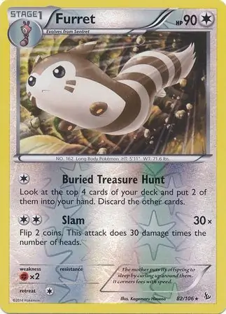 82/106 Furret FLF Rare Reverse Holo