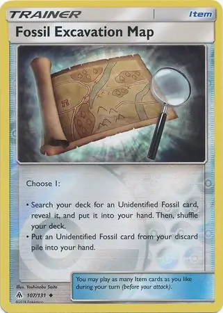 107/131 Fossil Excavation Map FLI Uncommon Reverse Holo