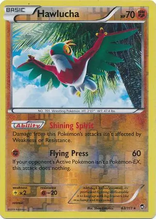 63/111 Hawlucha FFI Rare Holo Reverse Holo