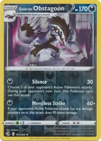 161/264 Galarian Obstagoon FST Rare Holo Reverse Holo