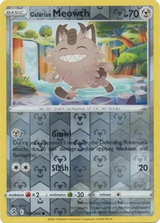 180/264 Galarian Meowth FST Common Reverse Holo
