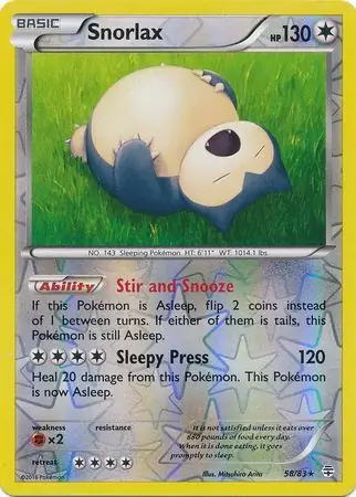 Snorlax Generations 58/83 Rare Reverse Holo