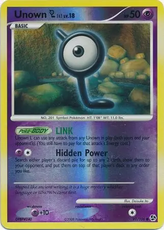 91/106 Unown L GE Common Reverse Holo