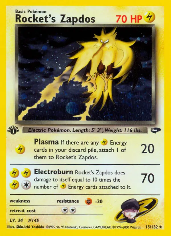 Rocket's Zapdos Gym Challenge 15/132 Rare Holo