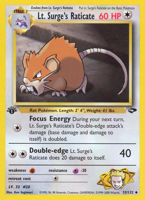 Lt. Surge's Raticate Gym Challenge 53/132 Uncommon