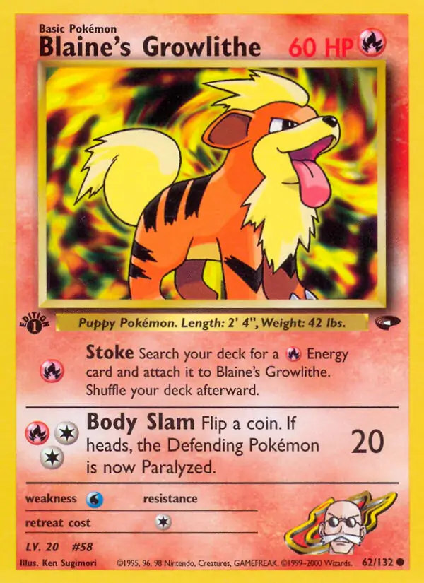 Blaine's Growlithe Gym Challenge 62/132 Common