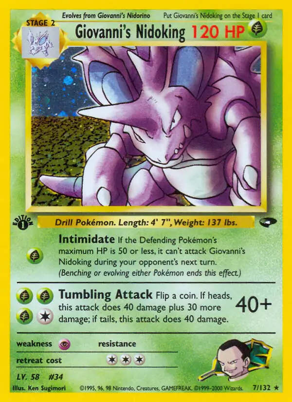 Giovanni's Nidoking Gym Challenge 7/132 Rare Holo