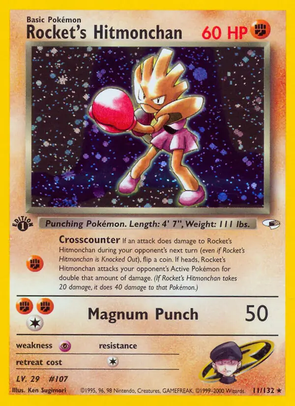 Rocket's Hitmonchan Gym Heroes 11/132 Rare Holo