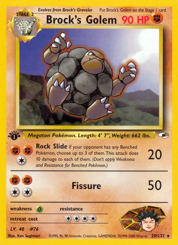 Brock's Golem Gym Heroes 20/132 Rare